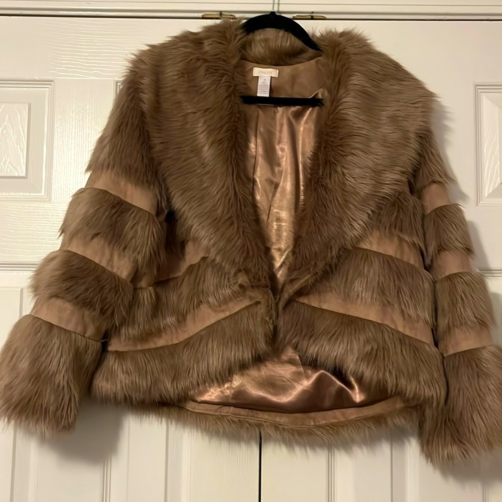 Chico’s Size 2 Faux fur jacket - excellent used condition
